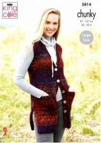 Knitting Pattern - King Cole 5814 - Autumn Chunky - Ladies Waistcoats